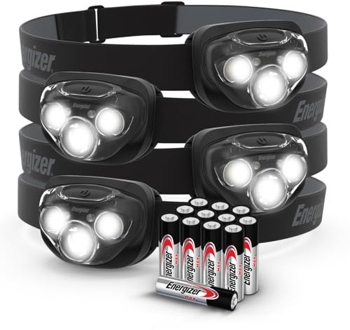 Energizer PRO-260 LED Headlamp (4-Pack), IPX4 Water Resistant Headlamps, High-Performance Head Light for Outdoors, Camping, Running, Storm, Survival LED Light for Emergencies (Batteries Included)