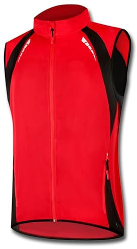 CLMETHE Giacca leggera da ciclismo senza maniche Uomo Donna Unisex Equitazione Gilet da ciclismo Bike Cycle Mtb Gilet Maglie Cappotto impermeabile e traspirante,Red-XL