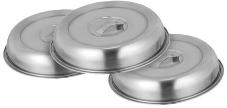 PRETYZOOM 3piezas De Verduras De Bistec Redonda De Acero Inoxidable Tapas Para Bistecs Tapas Para Alimentos Prueba De Aceite Para Cubrir Alimentos Para Mesas De y Cenas De Restaurante