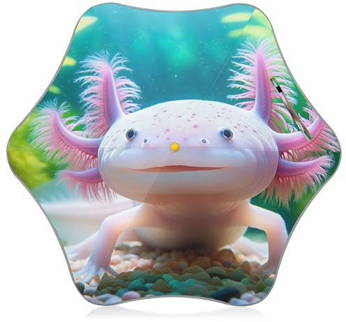 Joitme Axolotl Regenschirme für Kinder Rosa für Kinder Leicht zu Öffnen und Schließen Kinderschirm Mädchen