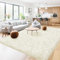 OuTanTe Hochflor Teppich 160x230cm, Creme Shaggy Teppich für Wohnzimmer, Flauschiger Kuschelteppich rutschfest, Moderner High-Pile Teppiche, Extra großer Teppiche für Schlafzimmer & Kinderzimmer