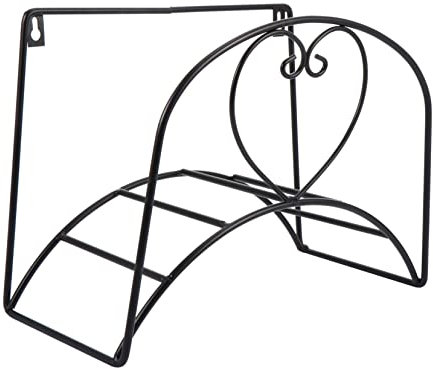 FONDOTIN Support De Tuyau Arrosage Mural Noir Pour Rangement Extérieur Empêche Tuyau De Enrouler Facile à Installer Avec Vis
