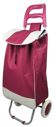 Chariot de courses pliable 38L – léger & stable – résistant aux intempéries – avec poche à fermeture éclair – Structure métallique et 600D-Polyester (Rouge)