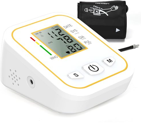 Rewing Blood Pressure Monitor CE Approved UK, Rechargeable Upper Arm Blood Pressure Machines for Home Use wiht Voice Broadcasting Accurate LED Display Heart Rate Detection 2x100 Records, Cuff 22-45cm