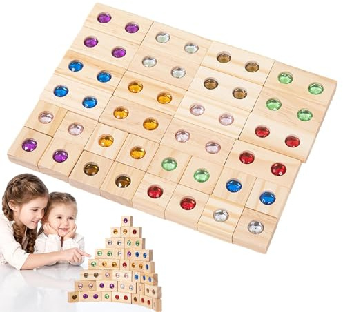 Generisch Lot de Cubes empilables Arc-en- en Bois pour - Jeu d'empilage en Acrylique - Jouet de Construction sensoriel pour Filles et Filles
