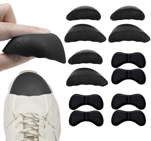 VEGCOO 3 Paire Inserts Remplissage D'orteils Unisexes Réducteur Taille de Chaussures, 3 Paire Coussinets pour Talons, Remplisseurs Chaussures Inserts, Rembourrage l'avant-pied Chaussures Sport (Noir)