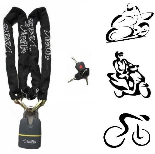 CATENA ANTIFURTO PER MOTO SCOOTER DIEFFE DFA01 BLOCCO UNIVERSALE CATENA DI MT 1.5 CON CATENACCIO MISTO ACCIAIO E GHISA PESO CIRCA 3 KG