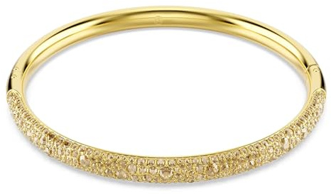 Swarovski Brazalete Sublima, con Cristales Redondos en Tono Oro de Diferentes Tamaños en la Sección Superior y Pavé Nieve, Colección Sublima, Baño en Tono Oro, Tono Dorado