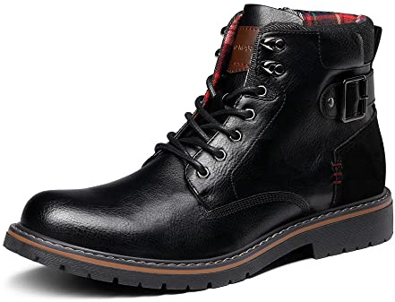 Bruno Marc Stivali da Moto Uomo con Lacci Classici Chukka Boots Biker Scarpe Casual Cerniera Combattimento Tattici Anfibi Stivaletti,Size 41,Nero,SBBO2215M-E