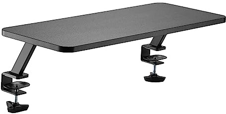 Ewent Supporto Monitor da Tavolo, Alzata Versatile da Tavolo per Monitor da 10” a 34”, Supporto Rialzato in Legno Truciolato e Acciaio, Supporto Monitor con Fissaggio a Morsetto, Max. Portata 20 kg