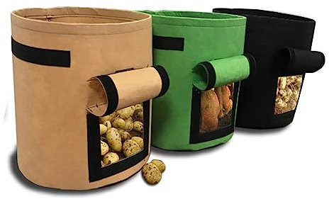 YARNOW De Culture Épais pour Pommes De Terre Grand De Plantation avec Fenêtre À Rabat pour Pommes De Terre Carottes Tomates Oignons Noir 35 X 45 Cm