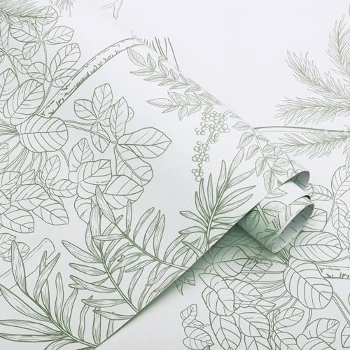 CiCiwind Peel and Stick Wallpaper Beige 39×500cm Retro Self Adhesive Wallpaper Floral Sticky Back Plastic Tree Stick on Wallpaper Removable Vinyl Wrap Living Room Kitchen Wall Furniture Stickers