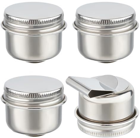 UNICRAFTALE 4 Pieza de Acero Inoxidable Pintura Al Óleo Taza Paletas Contenedor Taza Metal Cazo Pintura Recipiente Contenedor con Tapa Y Clip Boca Grande Solo Cazo Paleta Taza para Dibujar