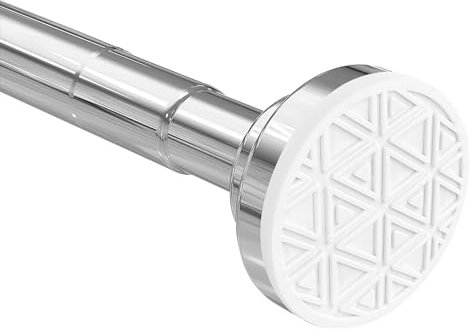 Shower Curtain Rod 48-200cm/18-78inch, Tension Rods for Curtains, Extendable, Nail Free Installation, Non-slip Durable, 304 Stainless Steel, Splice Mounting, for Bathroom Garderobe Kitchen, (Silver)