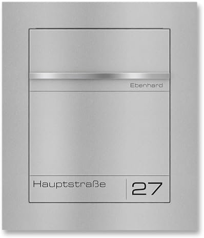 Metzler moderner Unterputz Briefkasten in RAL 9007 Graualuminium | Einbaubriefkasten | personalisierte Gravur | Pulverbeschichteter Stahl | Edelstahl-Namensschild | wetterfest | Größe: 42x49x14,6 cm