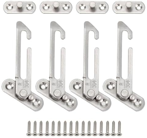 Tappi Per Finestre Da 4 Pezzi E Basi Da 4 Pezzi, Viene Fornito Con 16 Viti, Supporti Per Finestre, Serrature Di Sicurezza Per Finestre E Accessori Per Finestre