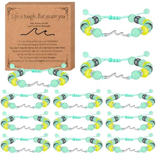 Landical 12 Set Inspirational Bracelets for Women Men Xmas Stocking Stuffers Inspirational Adjustable Gifts for Friend Sister(Inspiration,Pink)