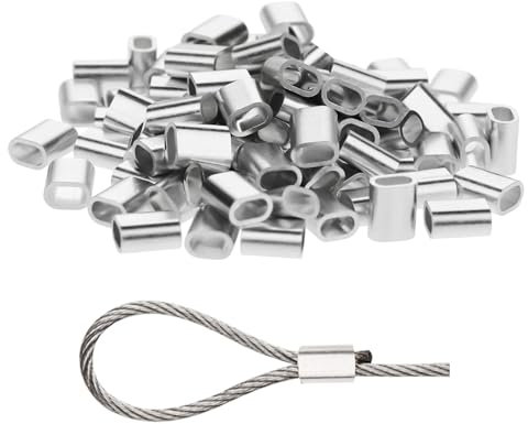 cobee Drahtseilklemme 3mm, 120 Stück Aluminium Pressklemmen Alu Drahtseilklemme Ovale Presshülsen Seilklemme Seile Pressklemmen Metall Drahtklemme Für Stahlseil Drahtseil Kabel (2mm)
