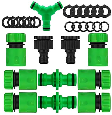 Mlysnd Attacchi Rapidi Acqua, Raccordo Tubo Acqua Giardino, Confezione da 29 Connettori per Tubi 1/2” 16 mm (Diametro Interno) Connettore Tubo Giardino Connettore Prolunga Parti di Collegamento