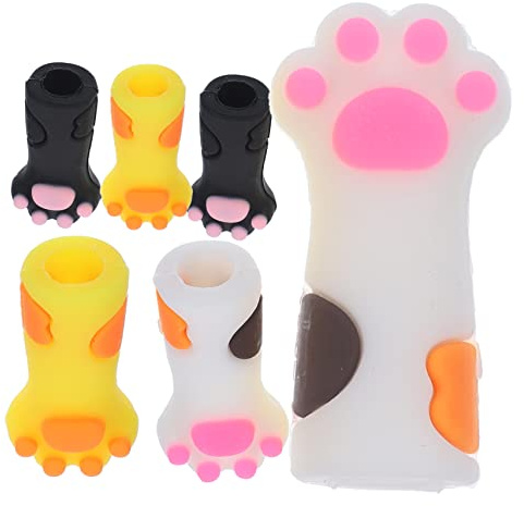 PACKOVE Funda Protectora De Silicona Para Tijeras y Pinzas De Cutículas Diseño De Pata De Gato, 6 Unidades, Tamaño Estándar, Resistente y Segura, Para Cuidado De Uñas Salón y Hogar, Multicolor