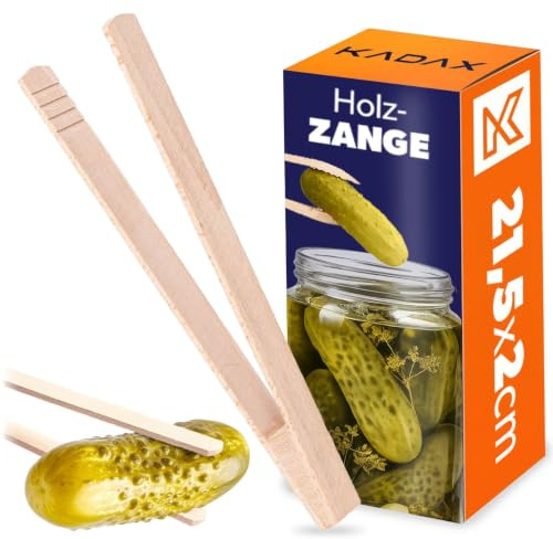 KADAX Gurktång 21,5 cm, grilltång av trä, kökstång för grill, matlagning, stekning och servering av mat, trätång för gurkor, trägrilltång, koktång