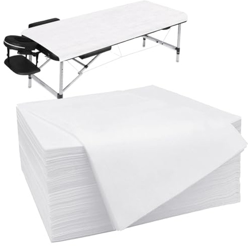 Wapasezyar 100 st engångslakan, massagebord sängkläder, engångsdyna, engångslakan för massagesängar spa tatuering salong fleecetyg 80 x 180 cm (vit)