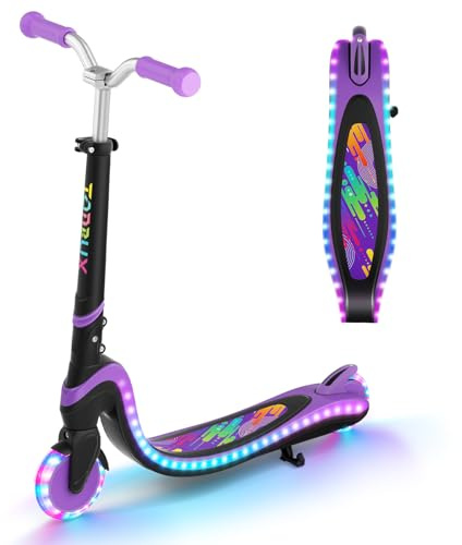 Scooter for Kids Ages 3-12 TONBUX 2 Wheel Kids Scooter with Light Up Wheels & Stem & Deck, 3 Adjustable Height Handle, Lightweight Portable Kick Scooters for Girls Boys Toddler, up to 50kg