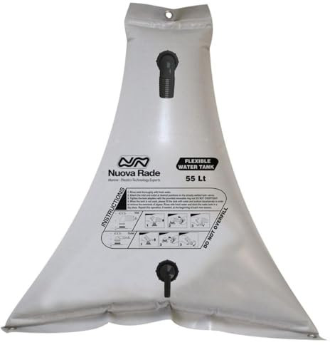 Nuova Rade Serbatoio d'acqua triangolare in PVC, 100 l, grigio, flessibile, leggero, aderente, atossico, impermeabile, ad alta resistenza, include raccordo a gomito di ingresso/uscita