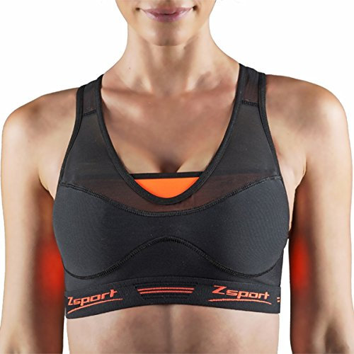 ZSPORT Virtuosity - Reggiseno Sportivo da Donna, Donna, Reggiseno Sportivo, F-VITBR-511IA00, Nero/Arancione, 3, Coppa A