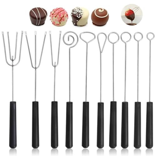10 unids/set juego de tenedor de inmersión, utensilios de chocolate, suministros para hornear DIY, tenedor de queso de acero inoxidable para Chocolates hechos a mano