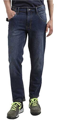 Pantalone Jeans da Lavoro Elasticizzato Diadora Utility Art. Pant Stone 4 Tasche e Portametro Colore Blu Jeans Lavato (EU XL)