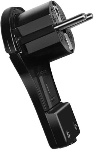 EXTRASTAR Spina ad angolo piatto con protezione da contatto e manico pieghevole, extra piatto da 8 mm, piccolo e maneggevole, 250 V, 16 A, nero, 1 pz