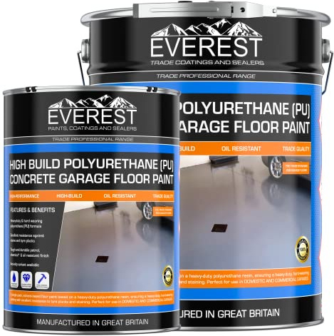 Everest Trade - High Build Polyurethane (PU) Resin Based Garage Floor Paint (Grey, 5 Liters)