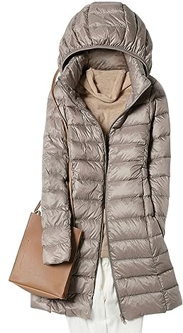 ORANDESIGNE Piumino Leggero Donna con Cappuccio Puffer Jacket Leggeri Giacca Cappotto Lungo Giubbino Down Jacket Piumino Leggero Caldo Giacche Trapuntato Slim Piumini Invernale