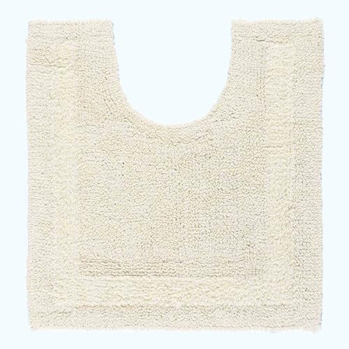 HOMESCAPES Toilet Mat, Luxury 1600gsm Extra Soft 100% Cotton, Reversible Bathroom Mats Non-Slip, Washable, Super Absorbent, Quick-Dry, Cream Pedestal Rug for Toilet, 50 x 55 cm