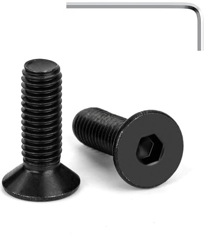 Tunejoy Vis à Tête Fraisée M5 x 16 mm à Six Pans Creux en Acier Inoxydable A2 V2A Vis à Tête Cylindrique Hexagonale avec Clé Allen Filetage Complet 20 Pièces Noir