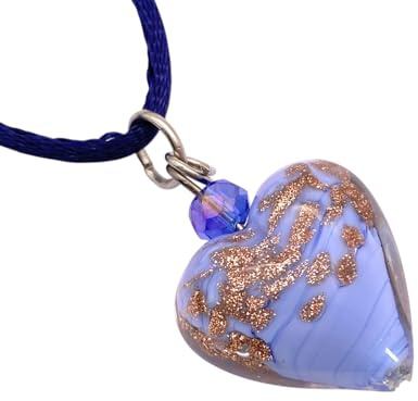 Handgjort Murano-glas hjärta hänge, Murano-smycken gjorda med guldglitter från Venedig Italien, handgjort venetianskt glas hjärthänge, 2 cm, 2cm, Glas, Ingen ädelsten