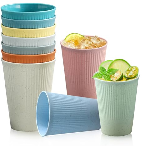 10 plastkoppar, 350ml återanvändbara plastkoppar, 10 färger, återanvändbar plastbehållare, barnglas för familjefester, fester, camping, strand, mikrovågsugns- och diskmaskinbeständigt