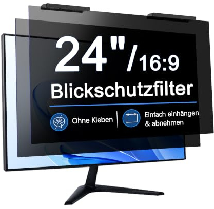 Zspeed 2 Pack Filtro Privacidad 24 Monitor 16:9, Colgante Sin Adhesivo
