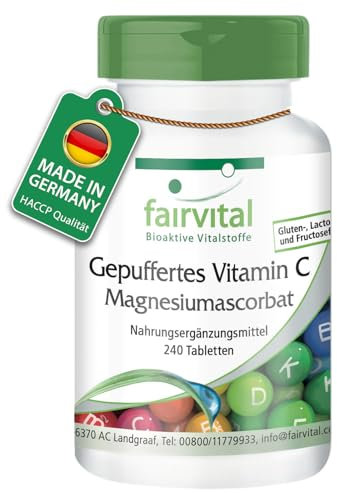 Fairvital | Gepuffertes Vitamin C Tabletten als Magnesiumascorbat - 240 Tabletten - VEGAN - magenfreundlich