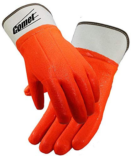 Galeton 7210 Comet Insulated PVC Coated Gloves Safety Cuff, Large, Orange (Pack of 12)