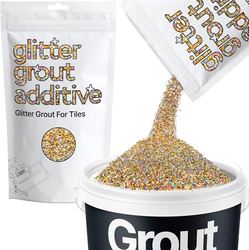 Hemway Gold Silver Holographic Glitter Grout Additive 100g | for Adding Sparkle to Kitchen & Bathroom Tiles, Enhance Your Indoor Grouting Projects with a Durable Sparkly Effect