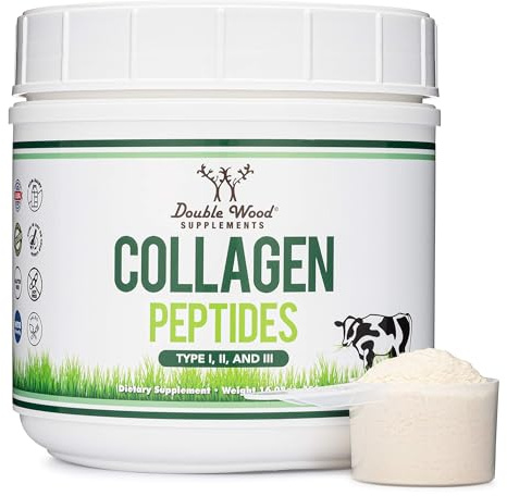 Collagen Peptides Powder - Hydrolyzed Collagen, Keto Safe - 16.08oz - Multi Type 1, 2, and 3 (Grass Fed Bovine Source)(Colageno Hidrolizado) Collagen Supplements for Women and Men by Double Wood