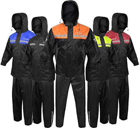 Alpha Cycle Gear - Combinaison de pluie imperméable réfléchissante pour homme et femme - Orange - Taille XL