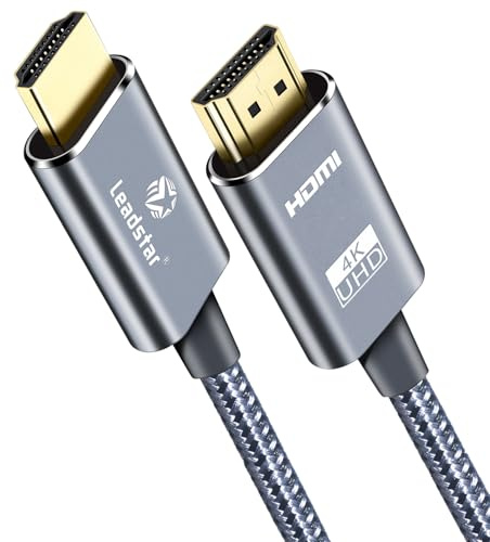 LEADSTAR HDMI Cable 4K 15 ft / 4.5m, High Speed HDMI 2.0 Cord Braided | 4K@60Hz, Ultra HD, 2160p, ARC, HDR, 3D, HDCP 2.2 | for Xbox, PS5, TV, Laptop, Monitor