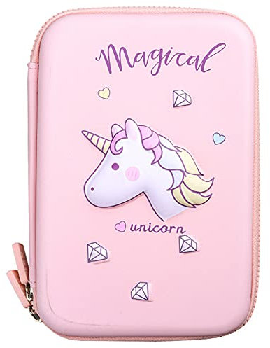 LIMEOW Federmäppchen mit Grossem Briefpapierkasten Bleistift Tasche mit Reißverschlüssen Portable Federmappe Organizer Geeignet für Schule & Büro Teen Geschenk (Rosa Kein Briefpapier)