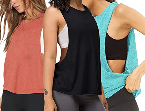 Hanyomo Mujer Ejercicio Aptitud física Camisetas sin mangas recortado Sin mangas Gimnasia Yoga Corriendo Atlético Camisas