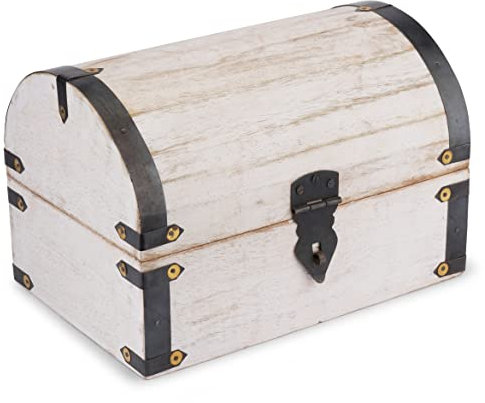 Ajuny Wooden Decorative Jewelry Box Lockable Multipurpose Uses Jewellery Storage Boxes Organizer keepsake Trinket Holder Treasure Chest Watch Box, Great for Gifts White - 9x6 Inch