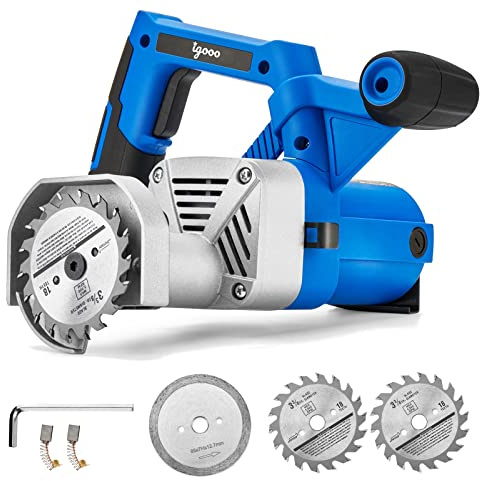 igooo Toe Kick Saw EKS85, 3-3/8 in. Blades, 2 Alloy Blade for Woods, 1 Diamond Blade for Tiles and Stones, Flush Cutting, Special Circular Saw for Removing Subfloor or Tiles