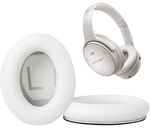 Almohadillas para auriculares Bose QuietComfort 45 QC45 QC35 ii QC35 almohadillas profesionales de repuesto con aislamiento de ruido, espuma viscoelástica color blanco
